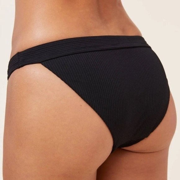 Andie Swimwear The Banded Cheeky Rib Bottom, Black,  Size Large - Picture 3 of 9